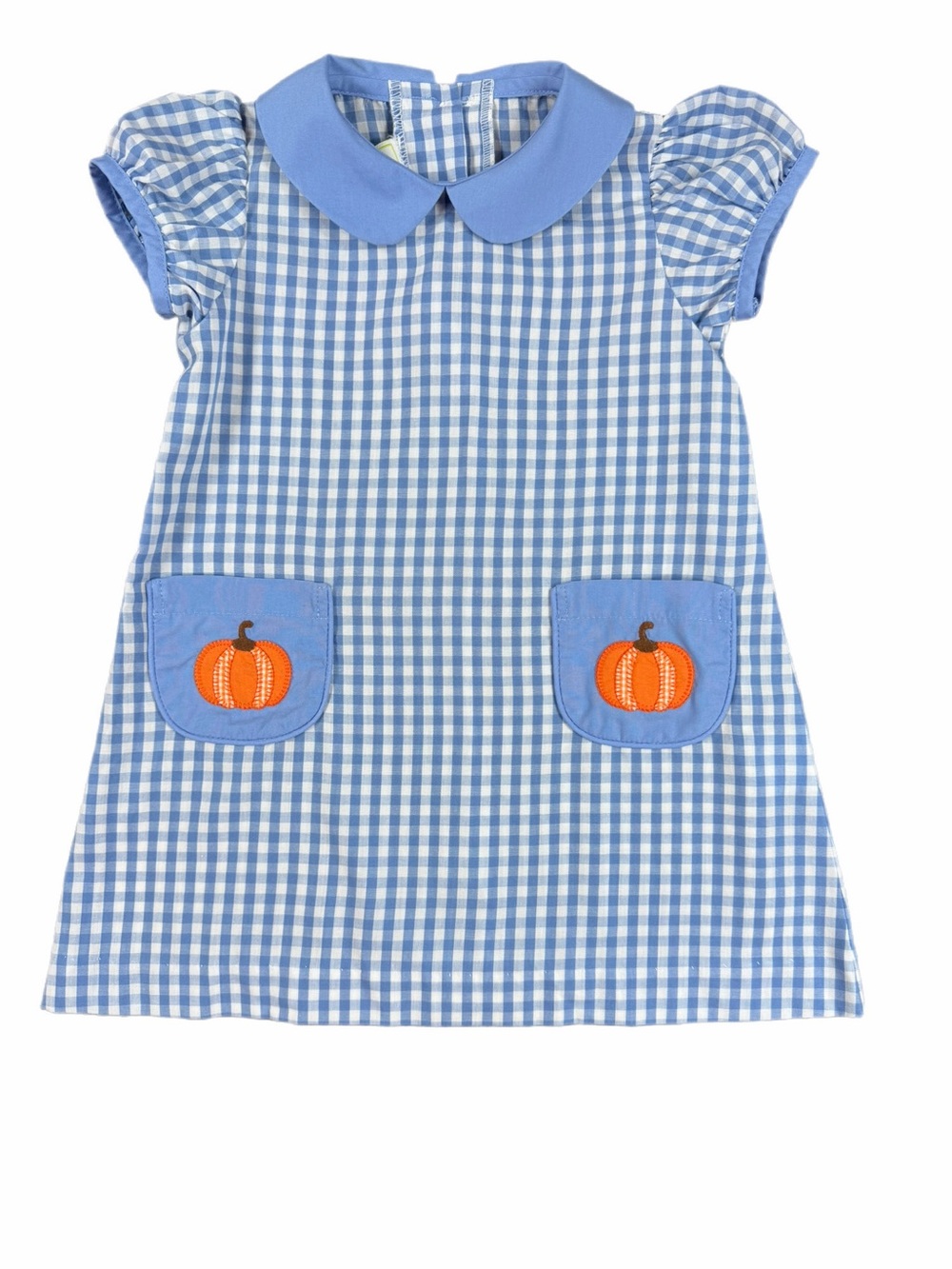 ZUCCINI KIDS Short Sleeve Collared Fall Pumpkin Appliqué Dress - 18M
